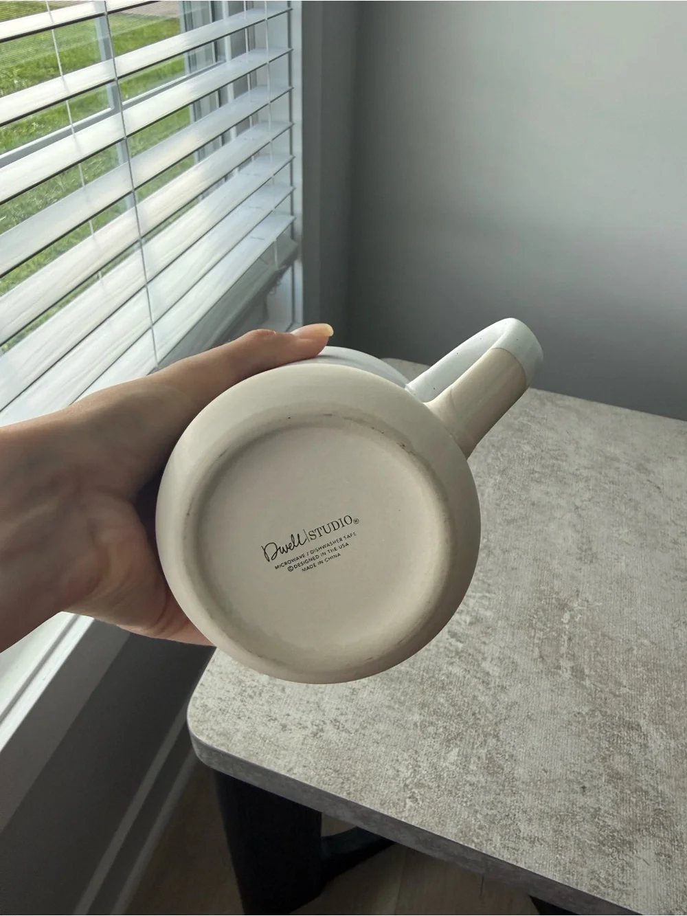 Target Ceramic Mug - Cream Exterior with Olive Green Interior